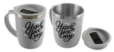 Kuber Industries Have A Nice Day Unicorn Tea Coffee Time Unbreakable hot Insulated Double Wall Plastic Stainless Steel Tea,Coffee/Milk Mug with Sipper lid (Set of 2,Grey)-KUBMARTK11114